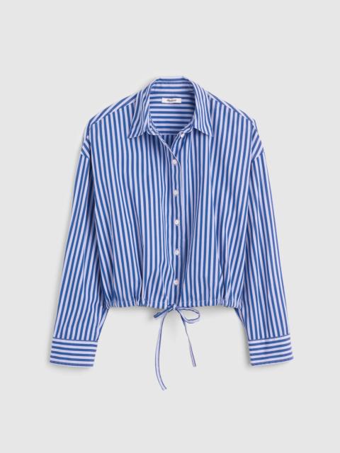 Drawstring Button-Up Shirt in Poplin