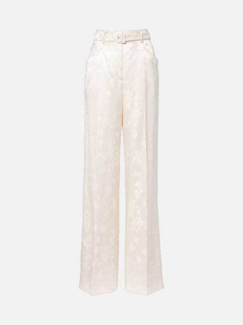 Norman embroidered silk wide-leg pants