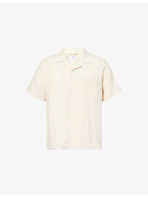 Short-Sleeve Cuban-Collar Linen Shirt