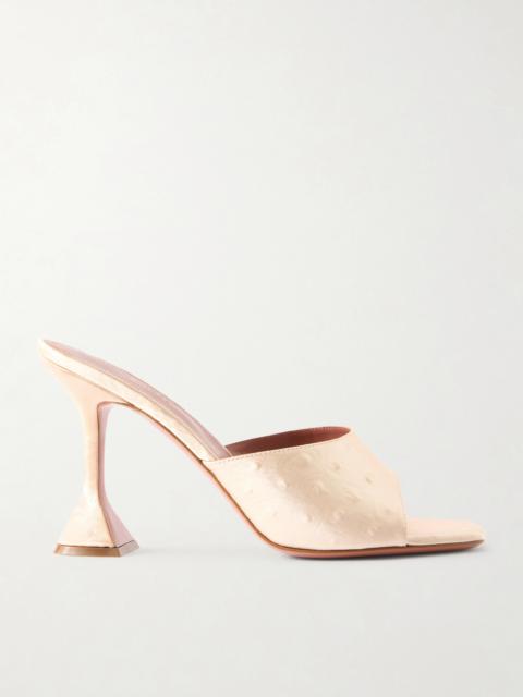 Lupita Ostrich-effect Satin Mules
