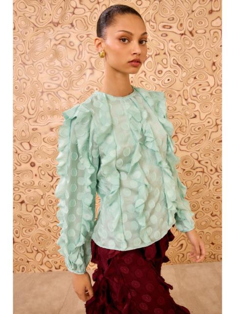 Della Cascading Ruffle Blouse
