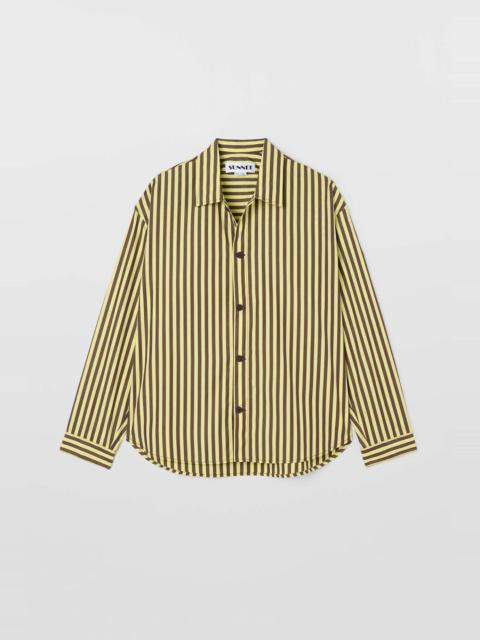 OVER SHIRT / burnt aubergine & yellow stripes