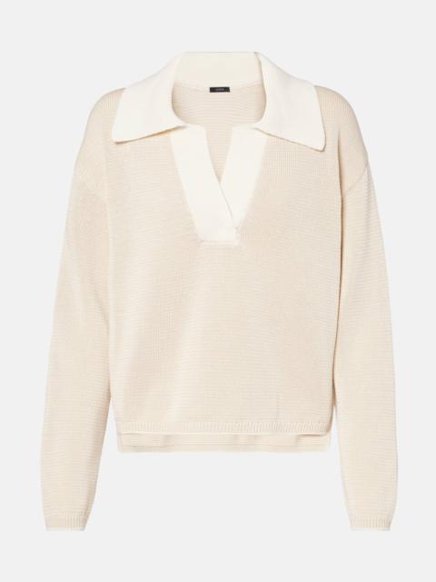 Striped cotton polo sweater