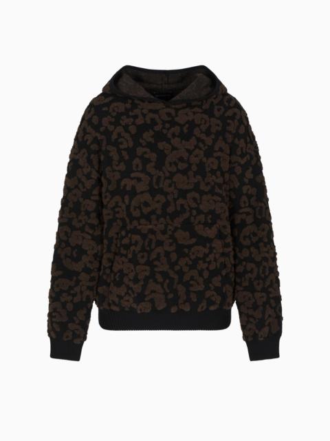 LEOPARD JACQUARD VIRGIN WOOL HOODED JUMPER