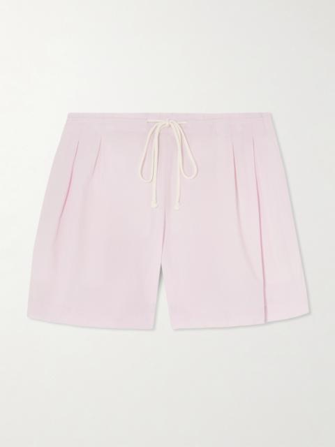 Rope-trimmed Pleated Poplin Shorts
