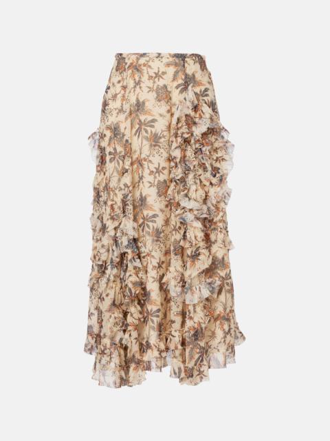 Adele printed silk-blend chiffon midi skirt