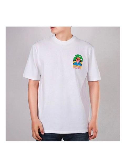 PUMA Printing Round Neck Short Sleeve White 599181-02
