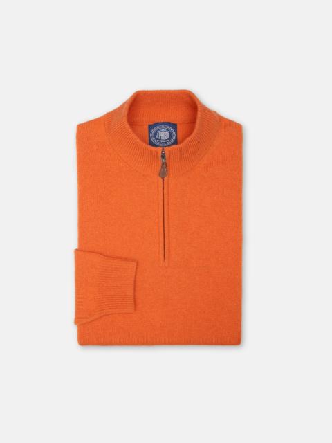 ORANGE LAMBSWOOL QUARTER ZIP-UP SWEATER