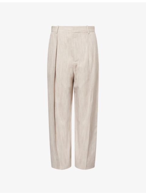 Pleated High-Rise Woven Trousers