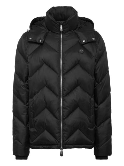 chevron-quilted puffer jacket