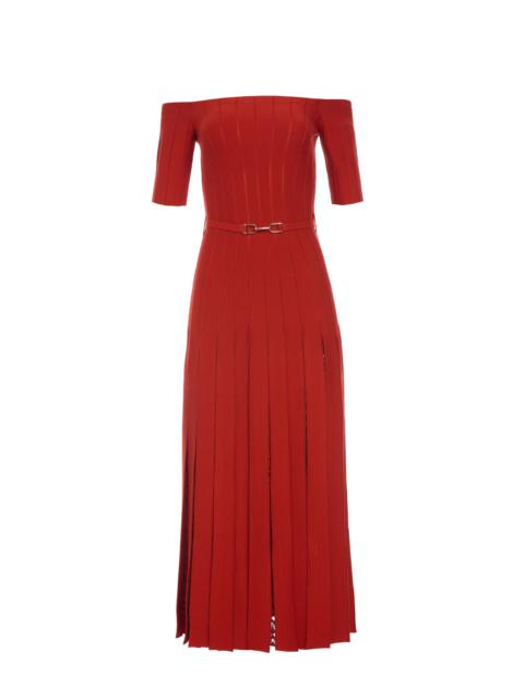 Kurt Knit Pleated Maxi Dress in Antelope Orange Merino Wool