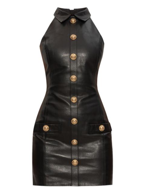 leather buttoned mini dress