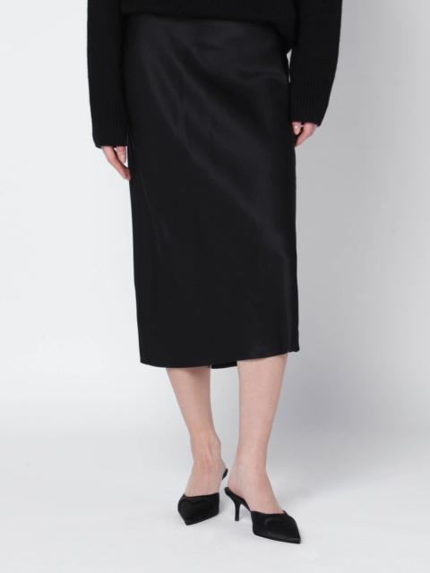 Black silk Bar midi skirt