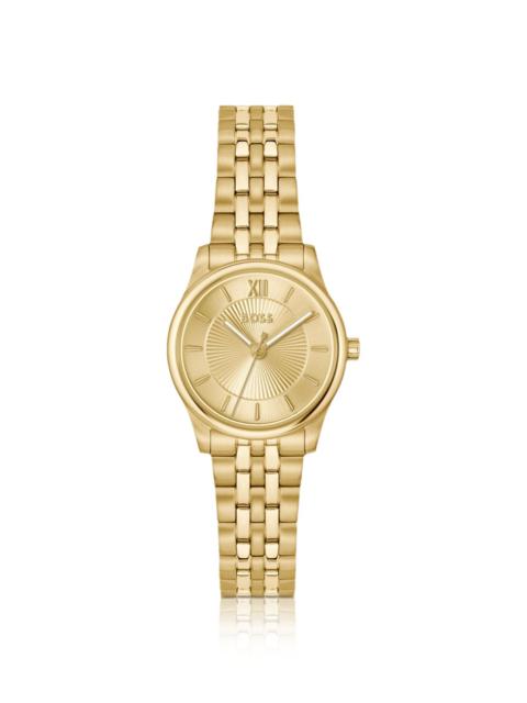 GRACEFUL GOLD-TONE WATCH WITH SUNBURST-PATTERNED DIAL
