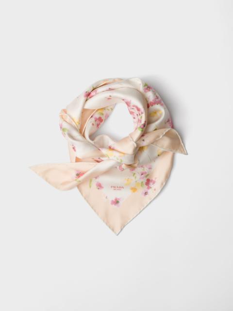Printed silk twill scarf