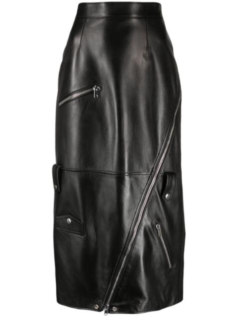 high-waisted polished-finish skirt