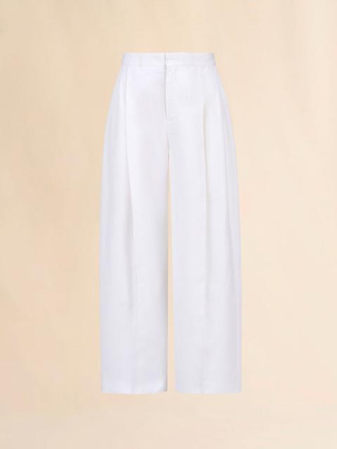 WHITE POPLIN TROUSERS WITH MAXI PLEATS
