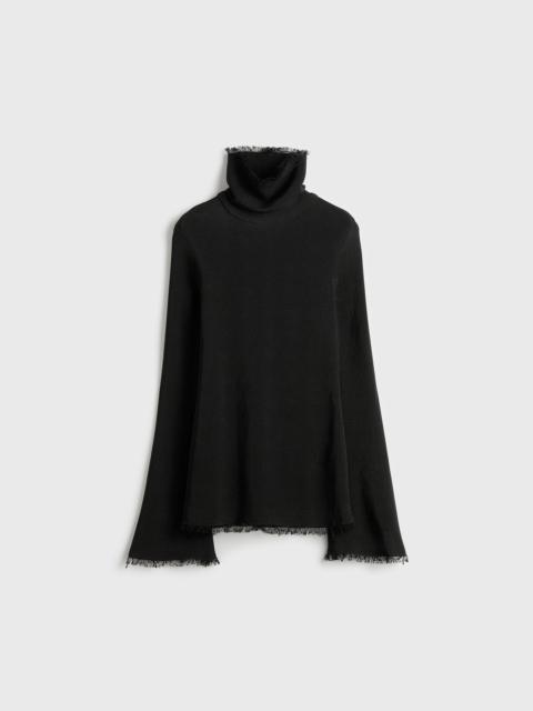 Frayed-edge slim top black