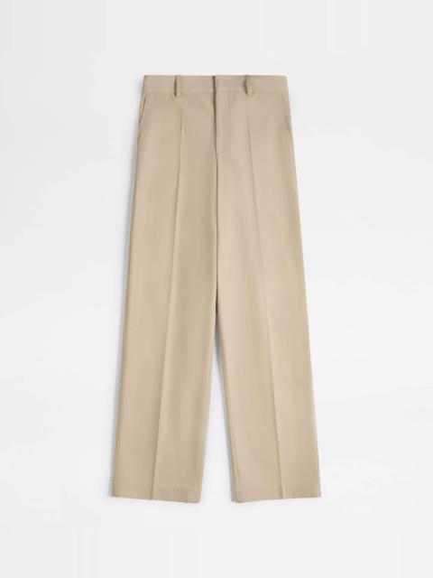PANTS IN COTTON BLEND WOOL - BROWN