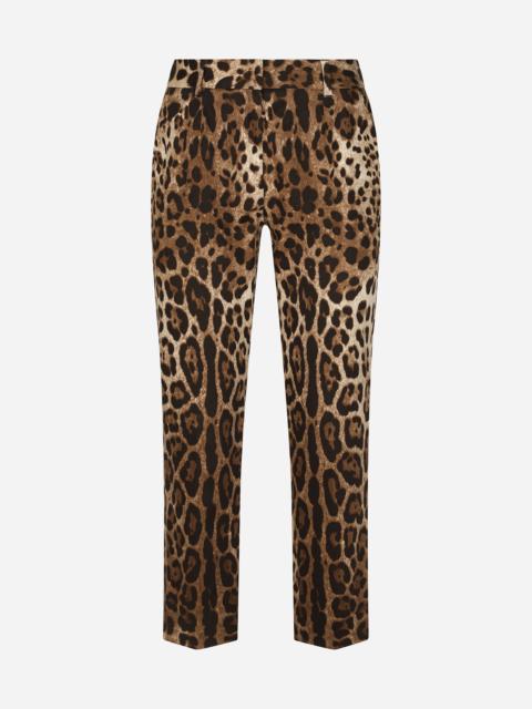 Leopard-print drill pants