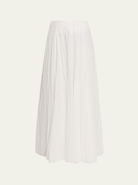 Crinkled Plissé Cotton-Blend Maxi Skirt