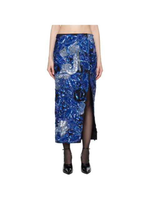 Blue Sequin Maxi Skirt