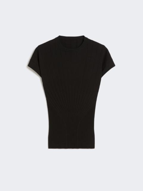 Rib-knit viscose sweater - black