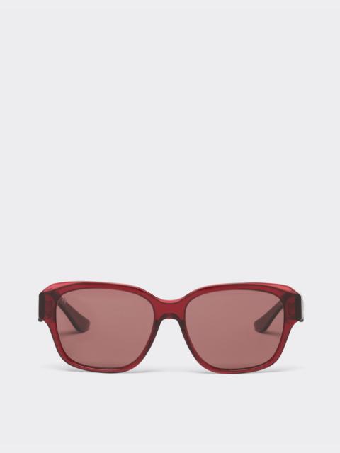 Ferrari sunglasses in transparent burgundy acetate with polarised purple lenses