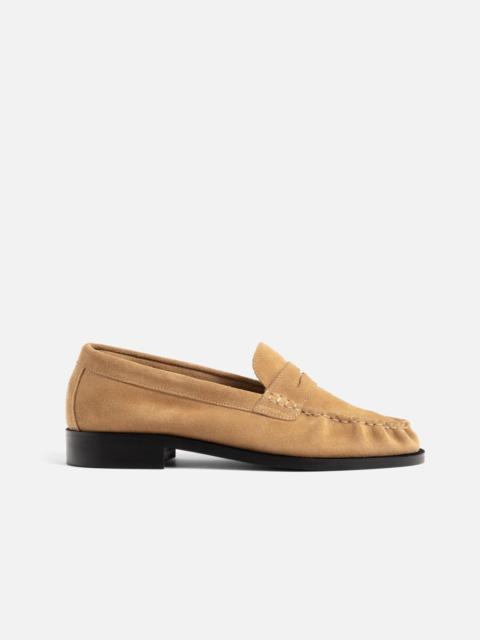 Ezra Tan Suede Pleated Penny Loafer - Women's