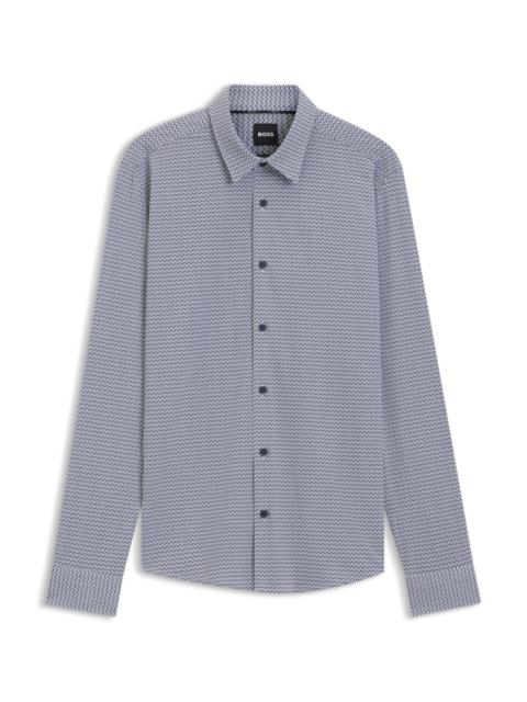 SLIM-FIT SHIRT IN PRINTED ITALIAN PERFORMANCE-STRETCH JERSEY