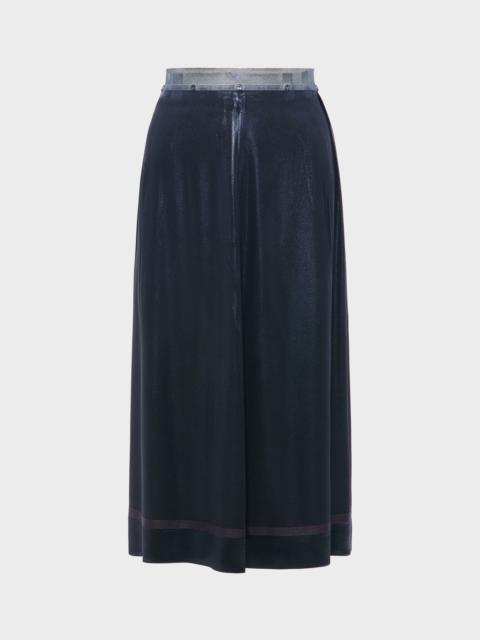 Foil-treated midi skirt