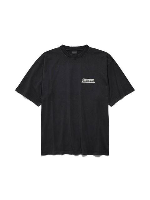 Men's Masking Tape T-shirt Medium Fit in Faded Black