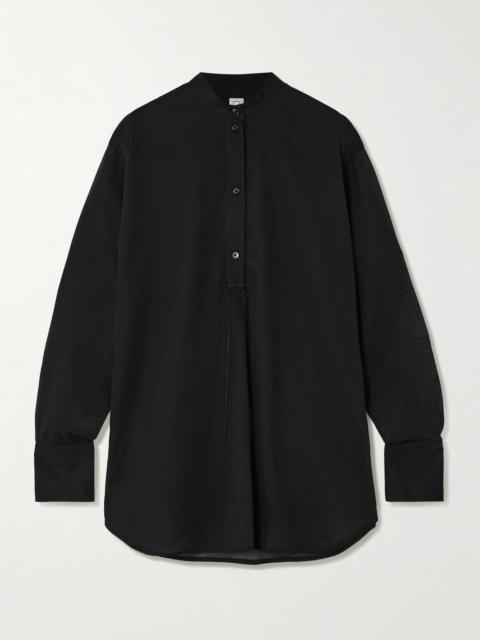 Embroidered Organic Cotton-voile Shirt