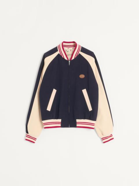 WOOL AND COTTON BOMBER JACKET WITH VLOGO AND CHAT DE LA MAISON PATCH