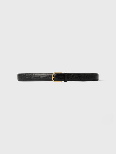 Slim trouser leather belt black croco