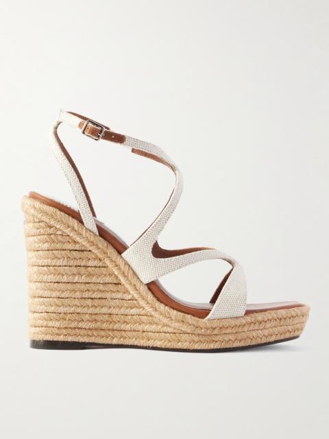 Ayla 110 Leather-trimmed Canvas Espadrille Wedge Sandals