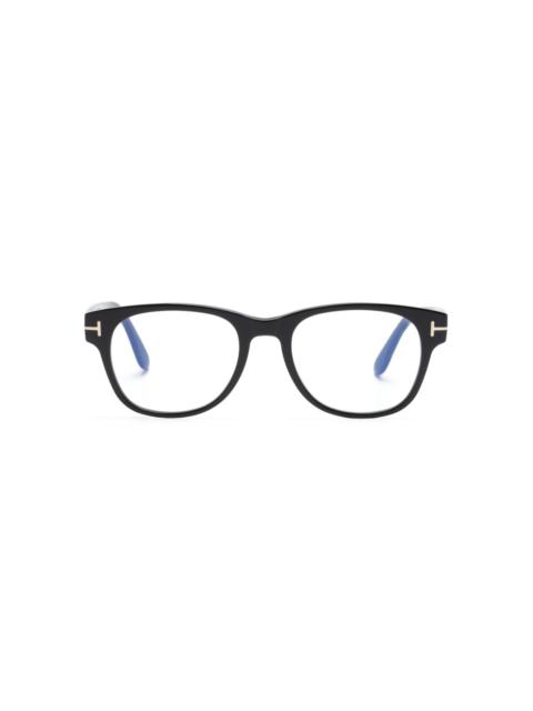 FT5898B logo-engraved round-frame glasses