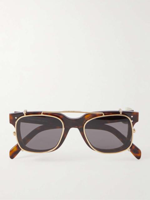 CELINE Convertible Square-Frame Gold-Tone and Tortoiseshell Acetate ...