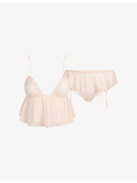 Romance Silk Babydoll Cami and Garter Hipster Set