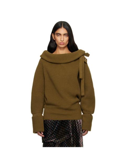 Khaki Drawstring Turtleneck
