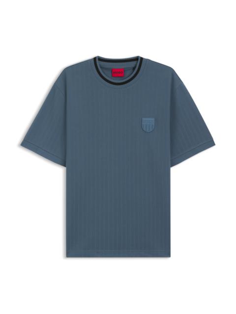 COTTON-BLEND T-SHIRT WITH DROP-NEEDLE STRIPE