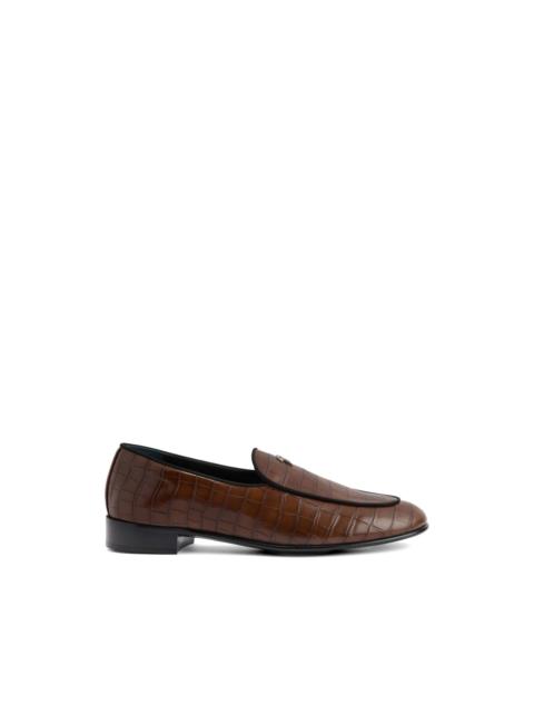 crocodile-effect logo loafers