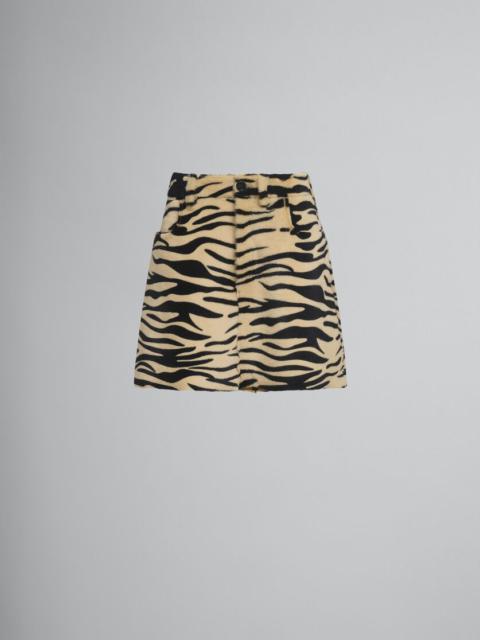 SHEARLING MINISKIRT WITH TIGER PRINT