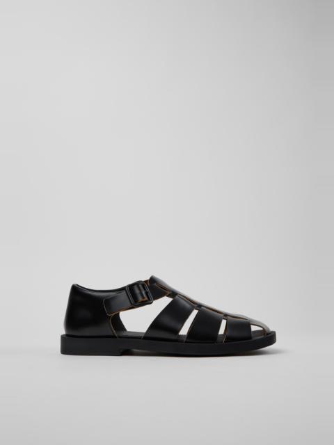 Black Leather Sandals for Men.