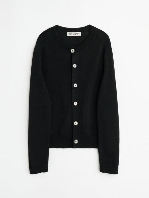 True Cardigan Black Coarse Linen Wool