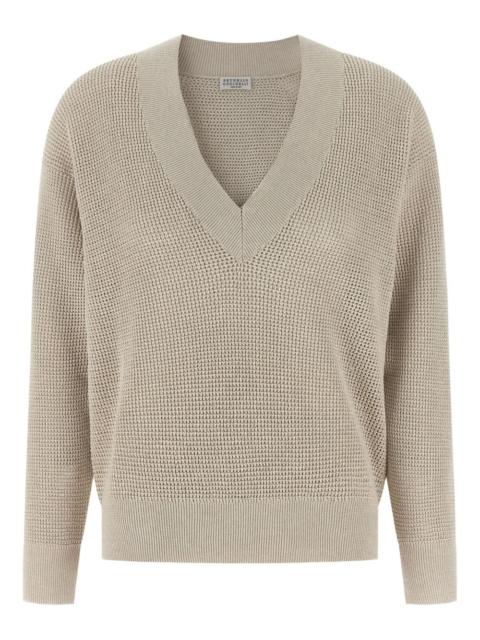 openwork V-neck sweater