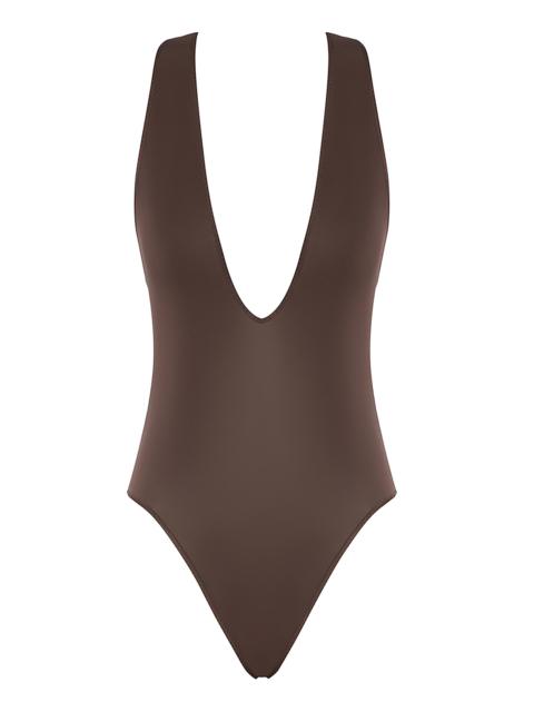 Luna Plunging Halter Bodysuit brown