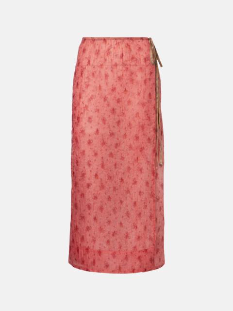Printed organza wrap skirt