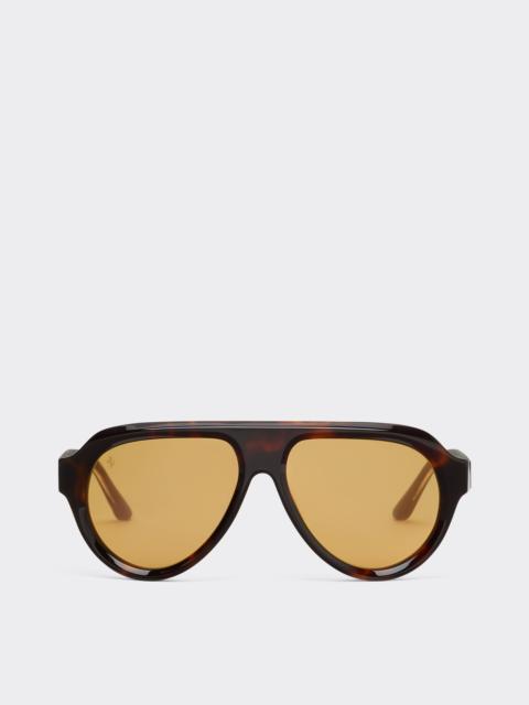 Ferrari acetate brown tortoiseshell sunglasses with brown gold mirrored lenses