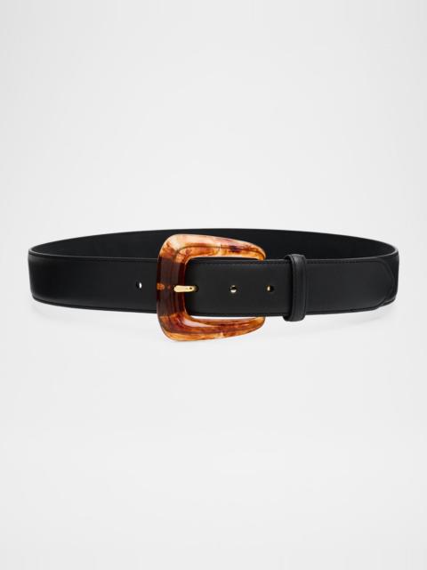 Arch Resin-Buckle Leather Belt